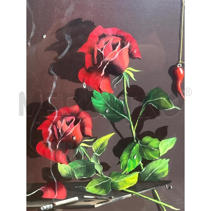 DIPINTO ROSE ROSSE ALFANO DARDARI C DOR 65X55 | Mercatino dell'Usato Roma rebibbia 2