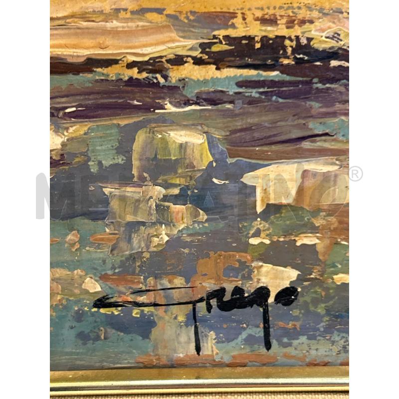 DIPINTO TEMPERA BARCHE SPIAGGIA FIRMA GREGO C DOR 57X47 | Mercatino dell'Usato Roma rebibbia 3