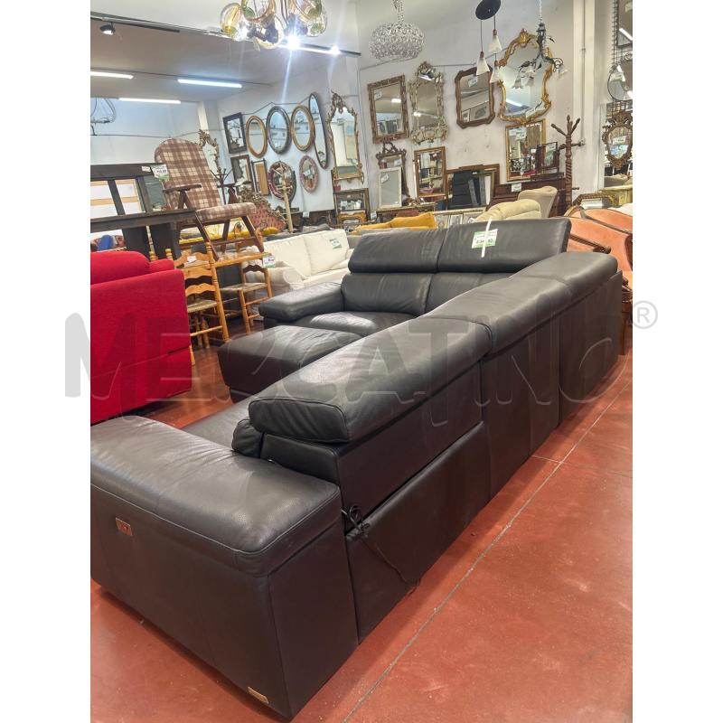 DIVANO ANGOLARE PELLE MARRONE POLTRONE/SOFA'2/P RELAX +POUF | Mercatino dell'Usato Roma rebibbia 3