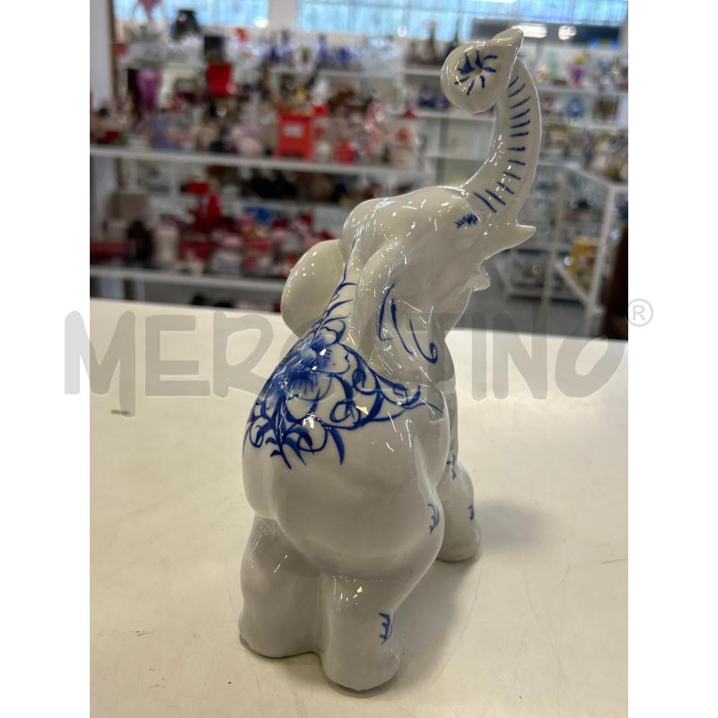 ELEFANTE CERAMICA BIANCA DECORI BLU GRANDE | Mercatino dell'Usato Roma rebibbia 2