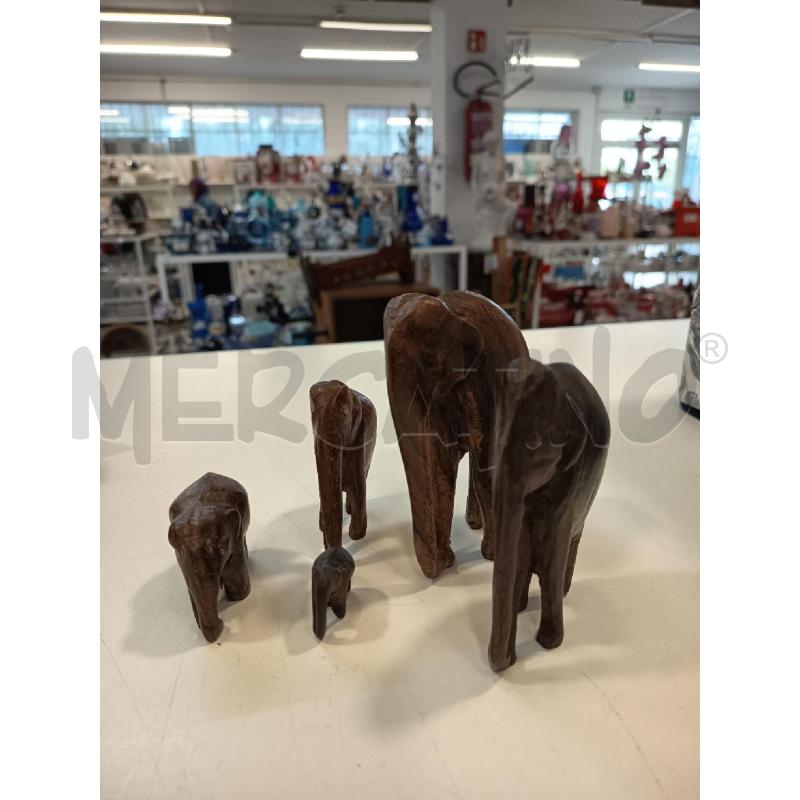 ELEFANTINI ETNICI PZ. 5 LEGNO VARIE DIMENS | Mercatino dell'Usato Roma rebibbia 1