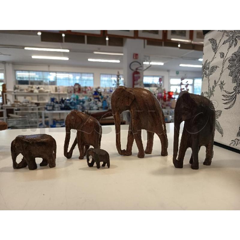 ELEFANTINI ETNICI PZ. 5 LEGNO VARIE DIMENS | Mercatino dell'Usato Roma rebibbia 3