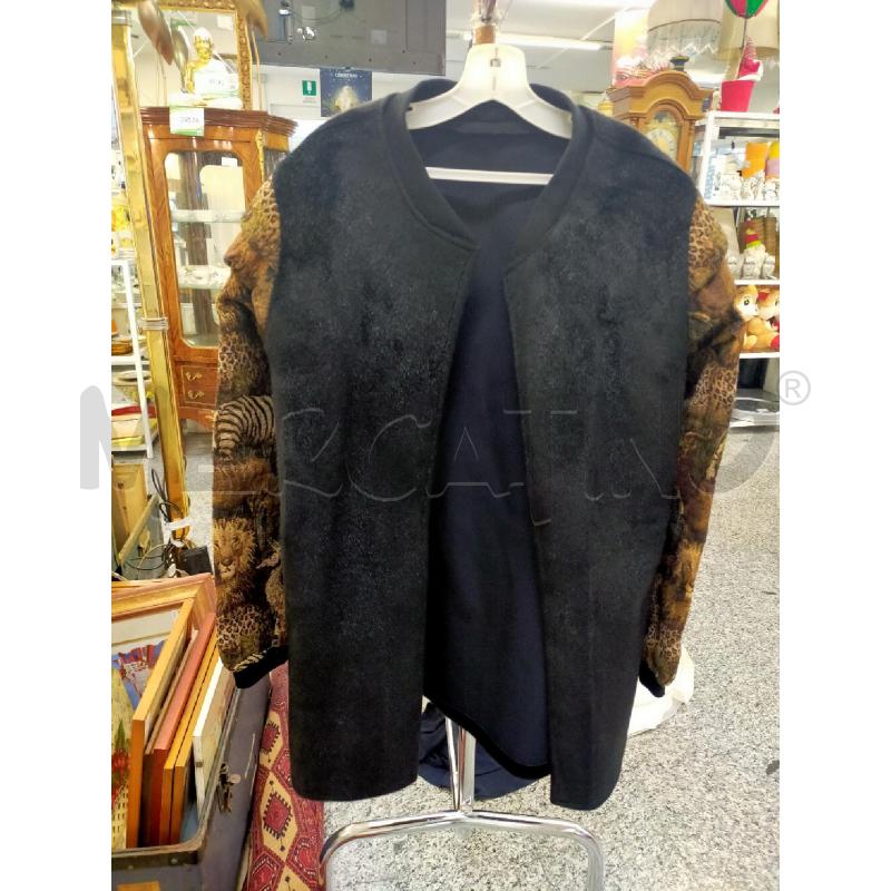GIACCA DONNA NERO PELO RASO/MANICA ANIMALIER  | Mercatino dell'Usato Roma rebibbia 1