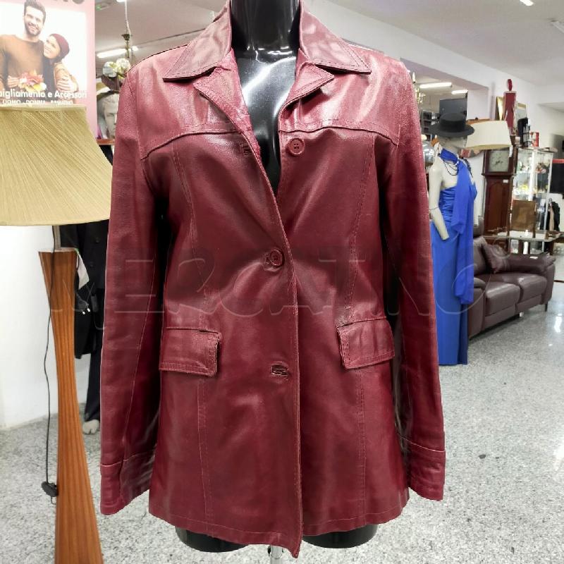 GIACCA PELLE DONNA FERRONE BORDEAUX 3BOTT TGS | Mercatino dell'Usato Roma rebibbia 2