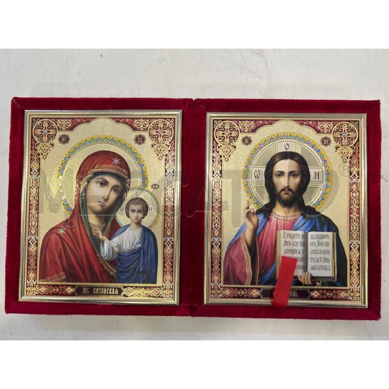 ICONA RELIGIOSA VELLUTO ROSSO CROCE DOR | Mercatino dell'Usato Roma rebibbia 2