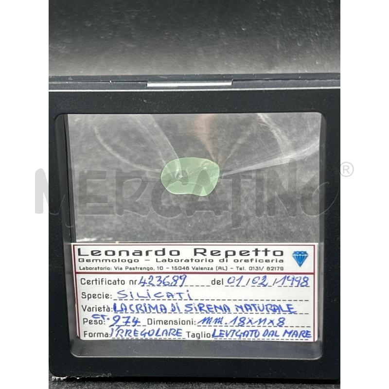 LACRIMA DI SIRENA NATURALE SILICATI 9.74CT | Mercatino dell'Usato Roma rebibbia 1