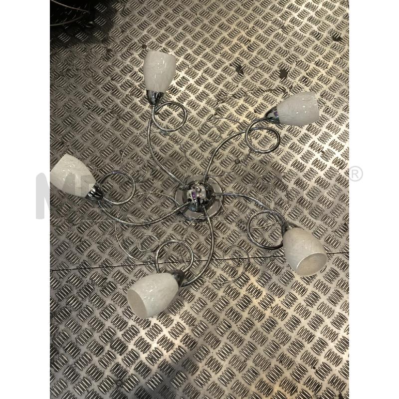 LAMPADARIO A PLAFONIERA CROMO LAVORATO LUCI BI | Mercatino dell'Usato Roma rebibbia 2