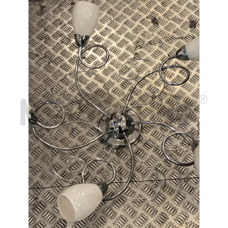 LAMPADARIO A PLAFONIERA CROMO LAVORATO LUCI BI | Mercatino dell'Usato Roma rebibbia 3