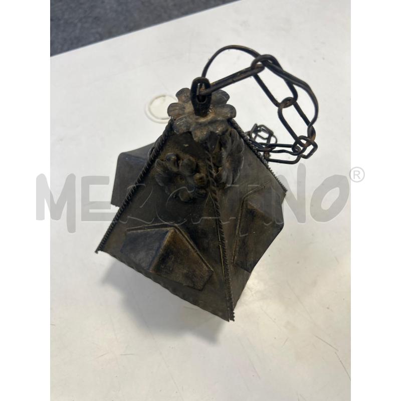 LAMPADARIO FERRO CASETTA VETRO GIALLO | Mercatino dell'Usato Roma rebibbia 2