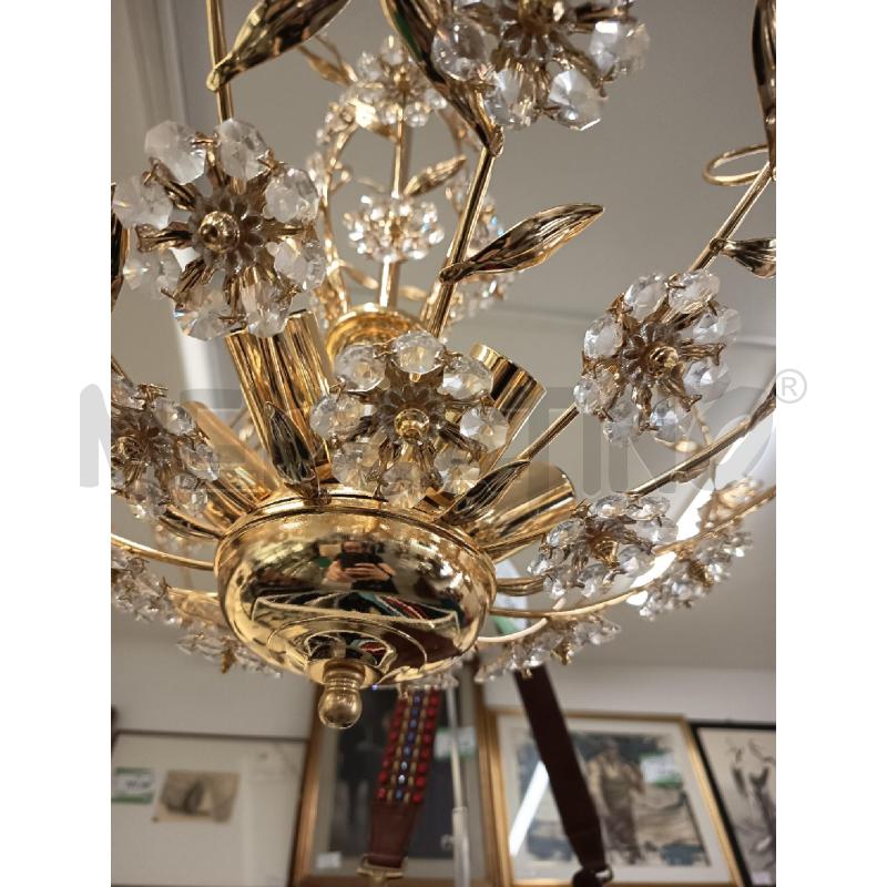 LAMPADARIO OTTONE DORATO FIORI STRASS  | Mercatino dell'Usato Roma rebibbia 2