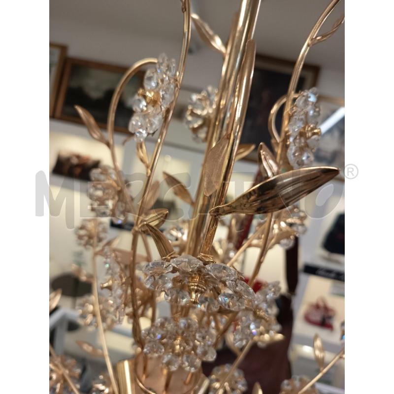 LAMPADARIO OTTONE DORATO FIORI STRASS  | Mercatino dell'Usato Roma rebibbia 3