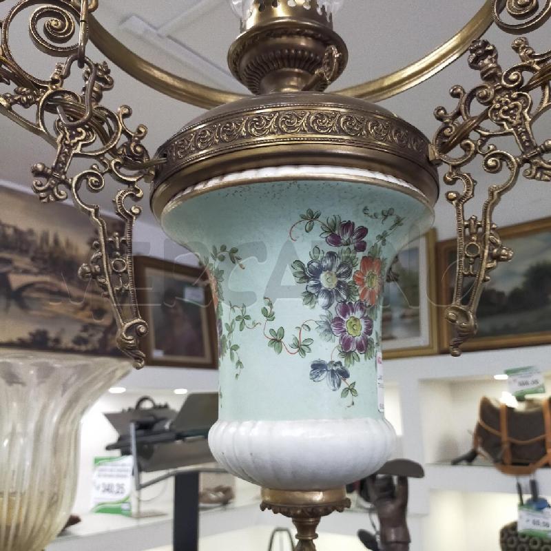 LAMPADARIO OTTONE PUTTI 6 LUCI CERAM FIORI DIP | Mercatino dell'Usato Roma rebibbia 2