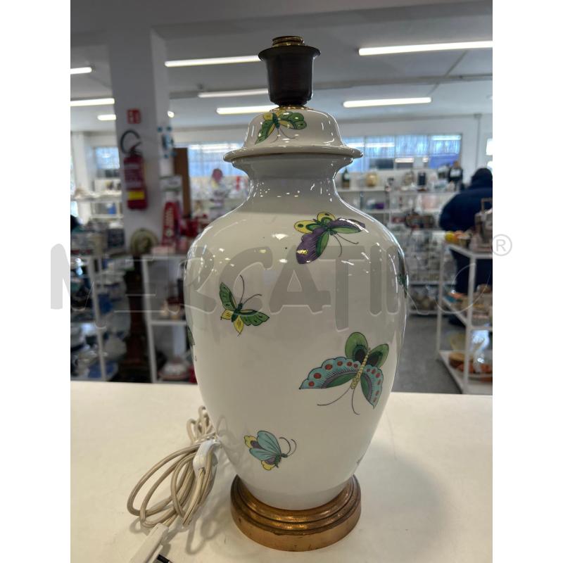 LAMPADA CERAMICA BIANCA FARFALLE DIPINTE | Mercatino dell'Usato Roma rebibbia 1