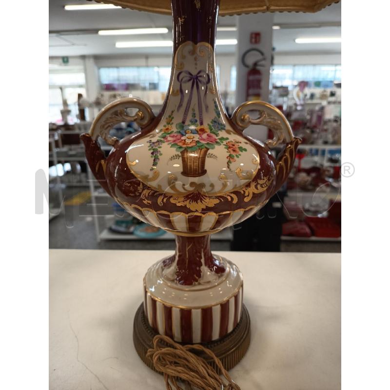 LAMPADA CERAM BORDEAUX FIORI DIPINTI 2M 1L | Mercatino dell'Usato Roma rebibbia 2