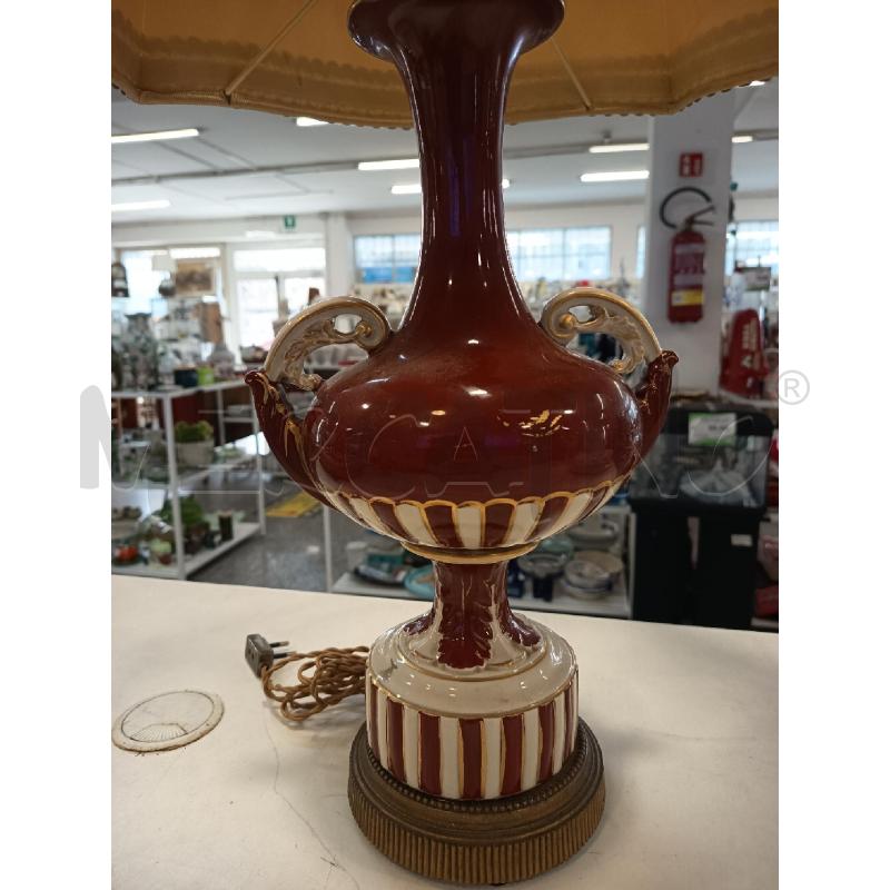 LAMPADA CERAM BORDEAUX FIORI DIPINTI 2M 1L | Mercatino dell'Usato Roma rebibbia 3