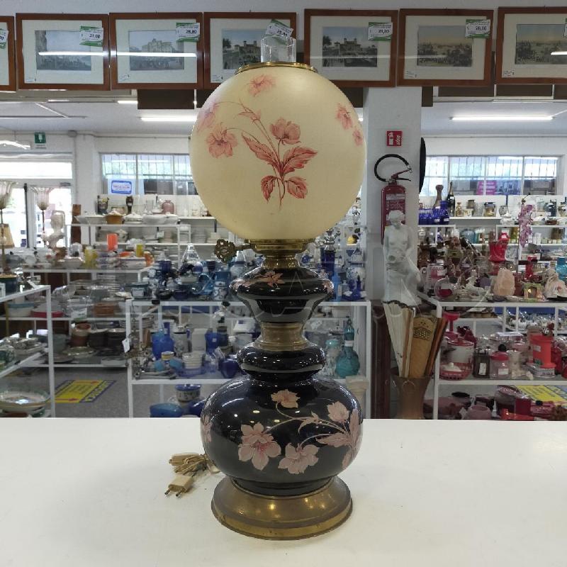 LAMPADA CERAM NERA FIORI ROSA | Mercatino dell'Usato Roma rebibbia 1