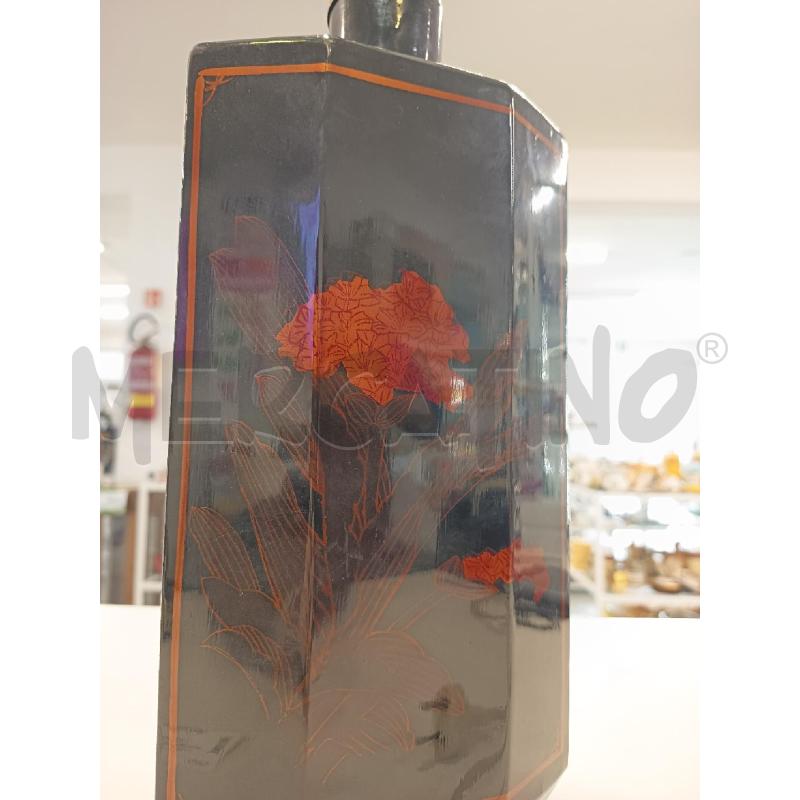 LAMPADA LEGNO NERO FIORI ROSSI ORIENTALE | Mercatino dell'Usato Roma rebibbia 3