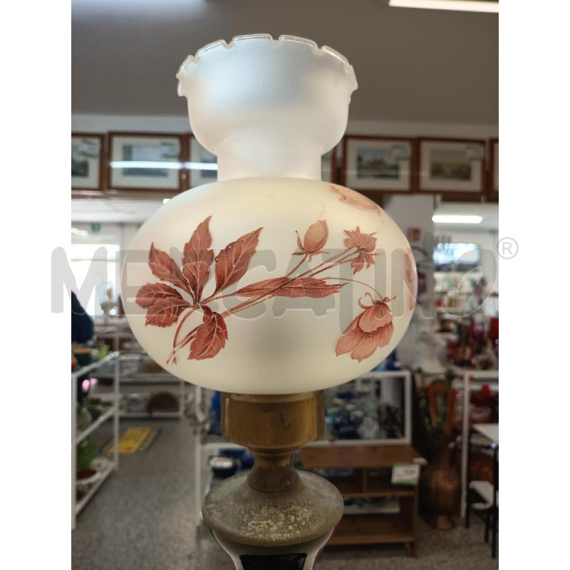 LAMPADA NERA FIORI ROSA COPPA VETRO SATINATO | Mercatino dell'Usato Roma rebibbia 3