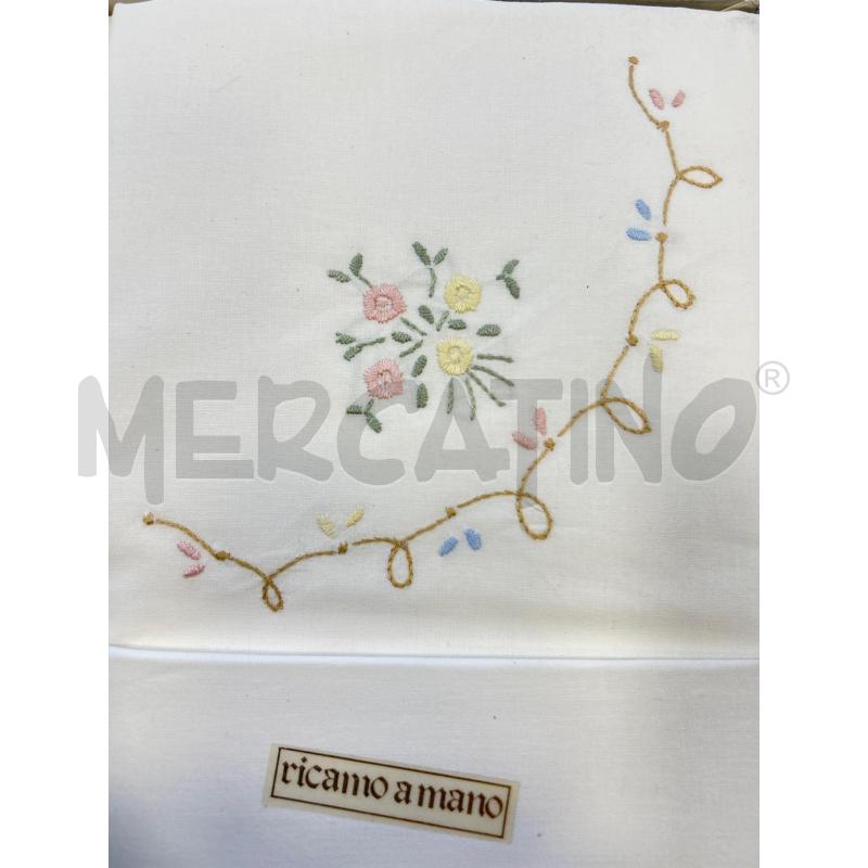 LENZUOLO MATRIMONIALE 2PZ+FEDERE RICAMI FIORI  | Mercatino dell'Usato Roma rebibbia 2