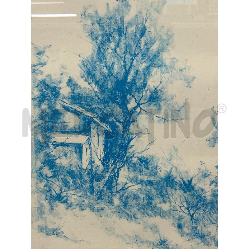 LITOGRAFIA ALBERI AZZURRI FIRMA CIRILLI | Mercatino dell'Usato Roma rebibbia 2