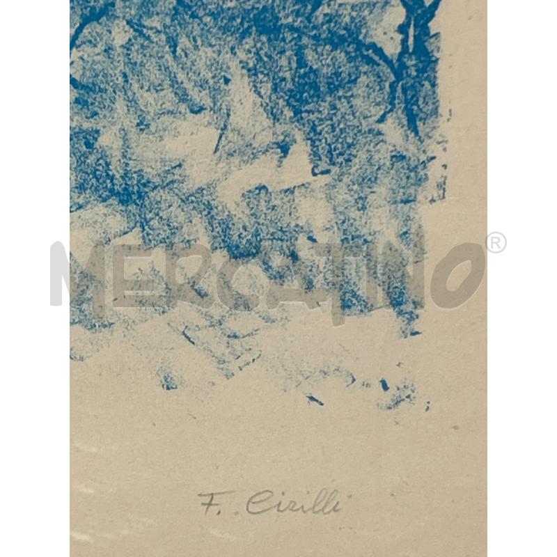 LITOGRAFIA ALBERI AZZURRI FIRMA CIRILLI | Mercatino dell'Usato Roma rebibbia 3