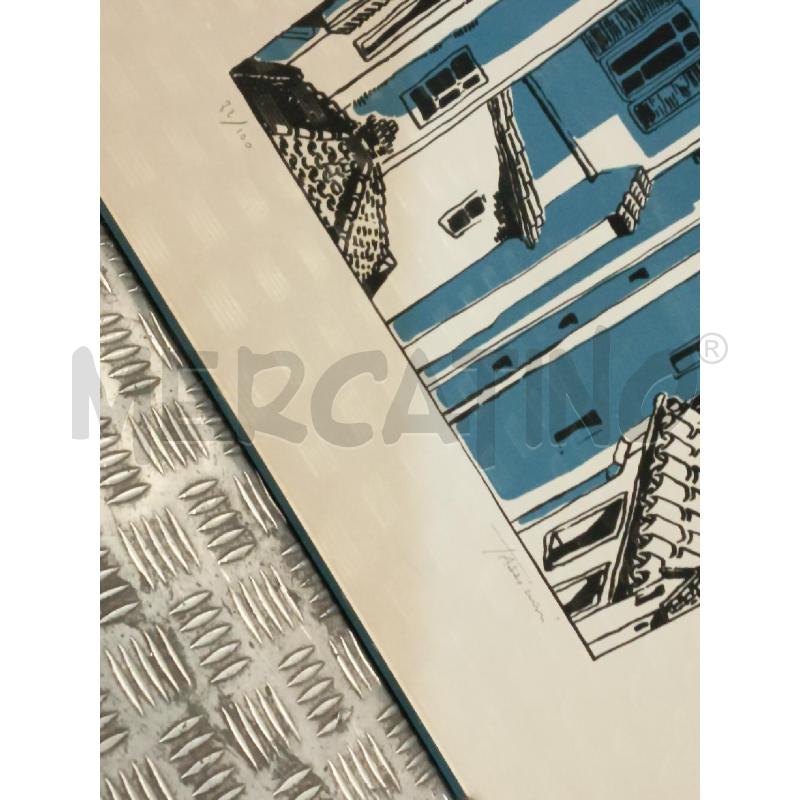 LITOGRAFIA BIANCA NERA BLU CASE 82/100 | Mercatino dell'Usato Roma rebibbia 2