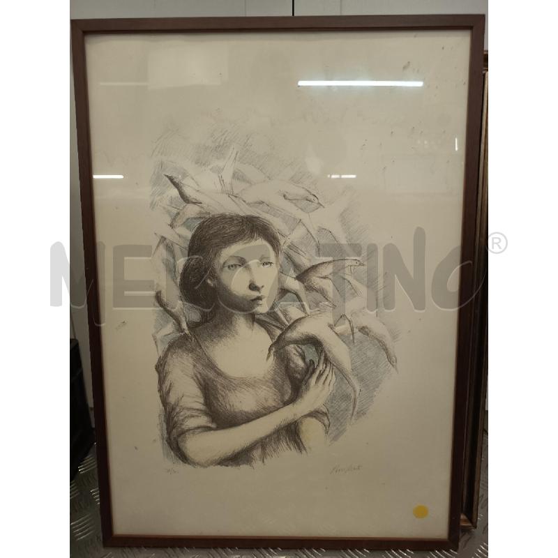 LITOGRAFIA DONNA GABBIANI 178/200 | Mercatino dell'Usato Roma rebibbia 1