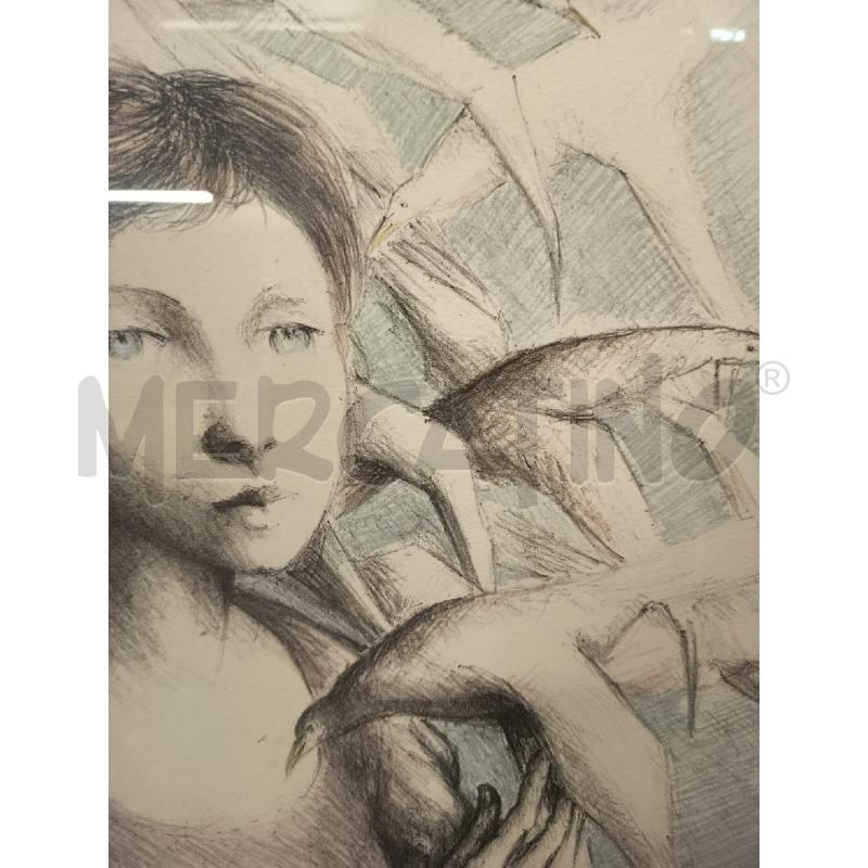 LITOGRAFIA DONNA GABBIANI 178/200 | Mercatino dell'Usato Roma rebibbia 2