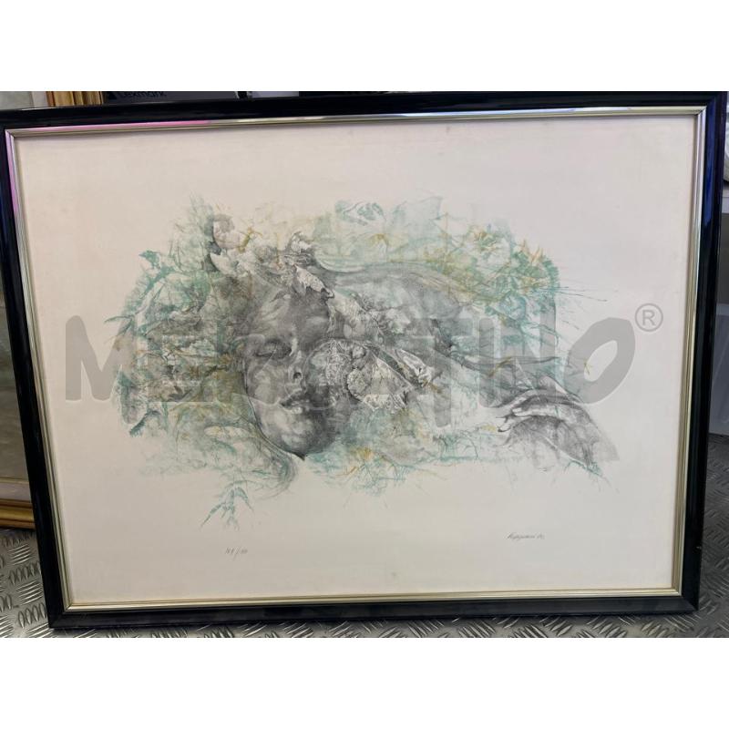 LITOGRAFIA RENZO VESPIGNANI VOLTO DI DONNA 109/150 | Mercatino dell'Usato Roma rebibbia 1