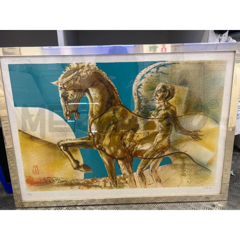 LITOGRAFIA UOMO A CAVALLO ANTONIO TOTERO 7/99 106X75 | Mercatino dell'Usato Roma rebibbia 1