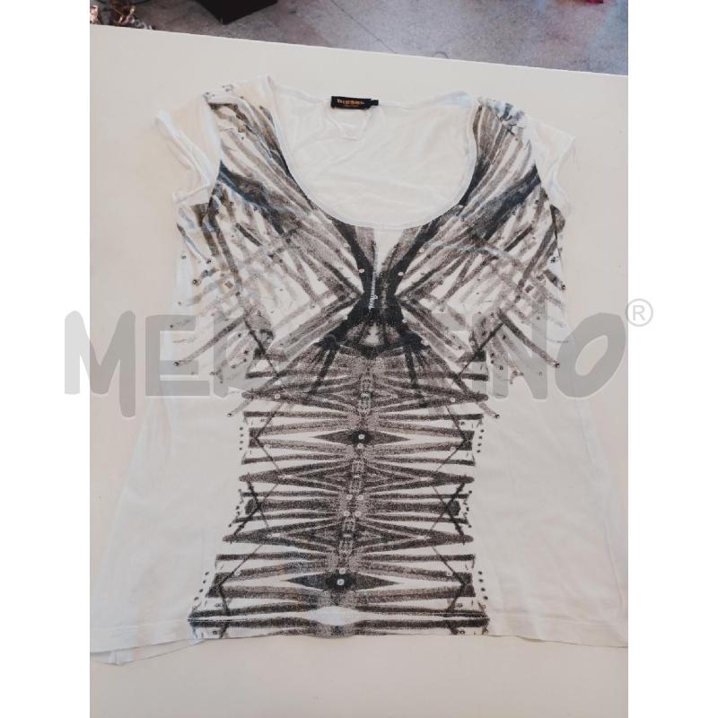 MAGLIA DONNA DIESEL BIANCA DECORI GRIGI | Mercatino dell'Usato Roma rebibbia 1