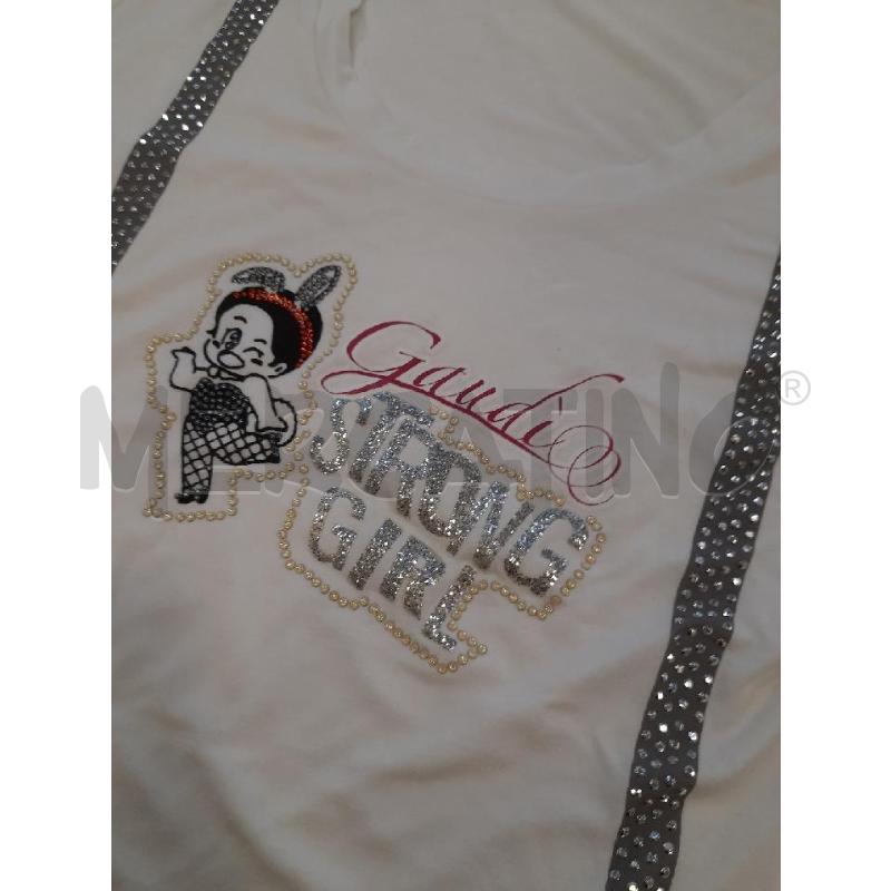 MAGLIA DONNA GAUDI BIANCA FASCE STRASS LATERALI | Mercatino dell'Usato Roma rebibbia 2