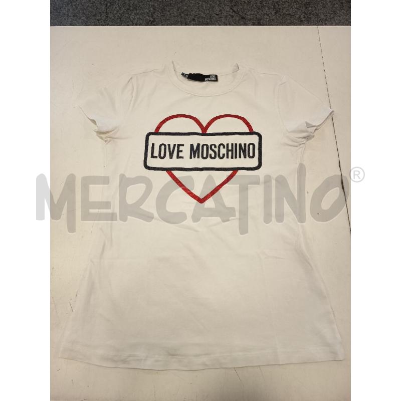 MAGLIA DONNA LOVE MOSCHINO BIANCA SCRITTA NERA  | Mercatino dell'Usato Roma rebibbia 1