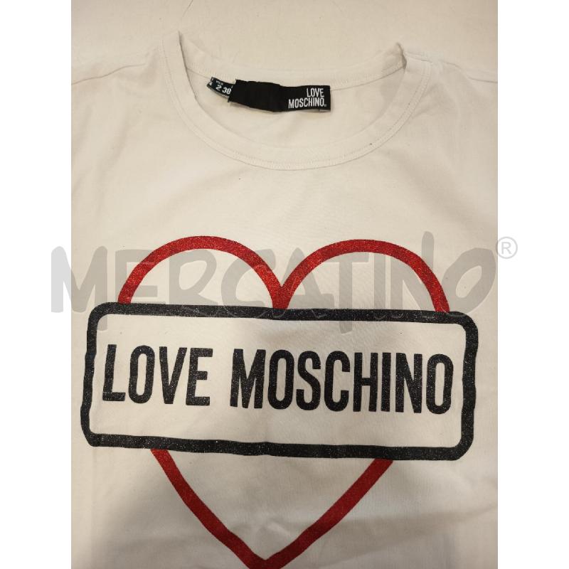 MAGLIA DONNA LOVE MOSCHINO BIANCA SCRITTA NERA  | Mercatino dell'Usato Roma rebibbia 2