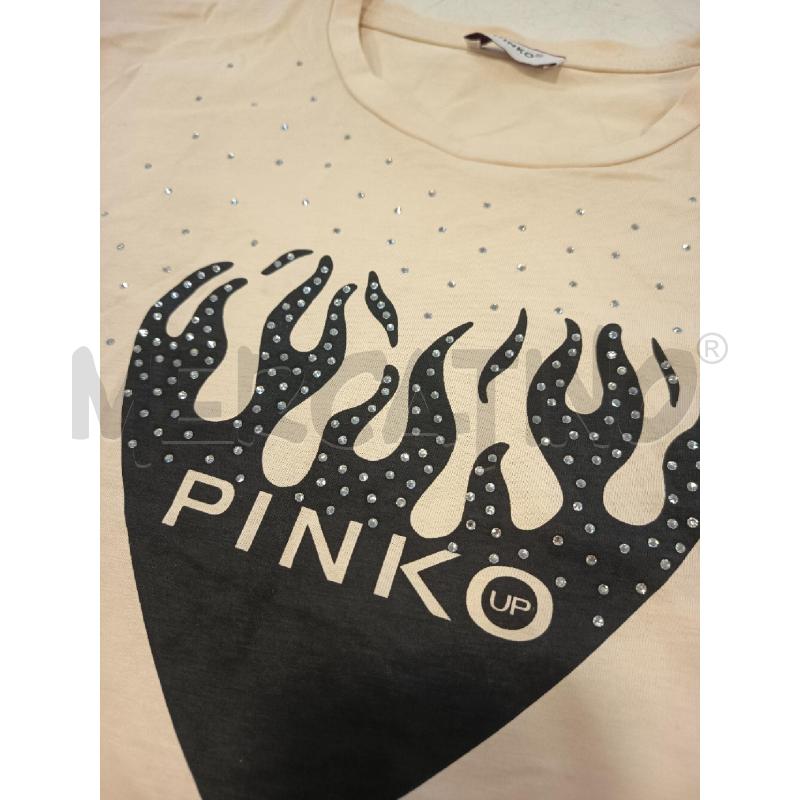 MAGLIA DONNA PINKO BIANCA SCRITTA NERA SFUMATURE ROSSE | Mercatino dell'Usato Roma rebibbia 2