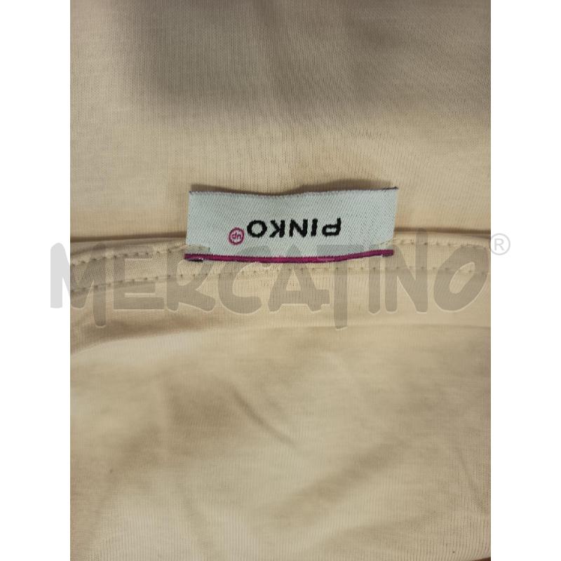 MAGLIA DONNA PINKO BIANCA SCRITTA NERA SFUMATURE ROSSE | Mercatino dell'Usato Roma rebibbia 3