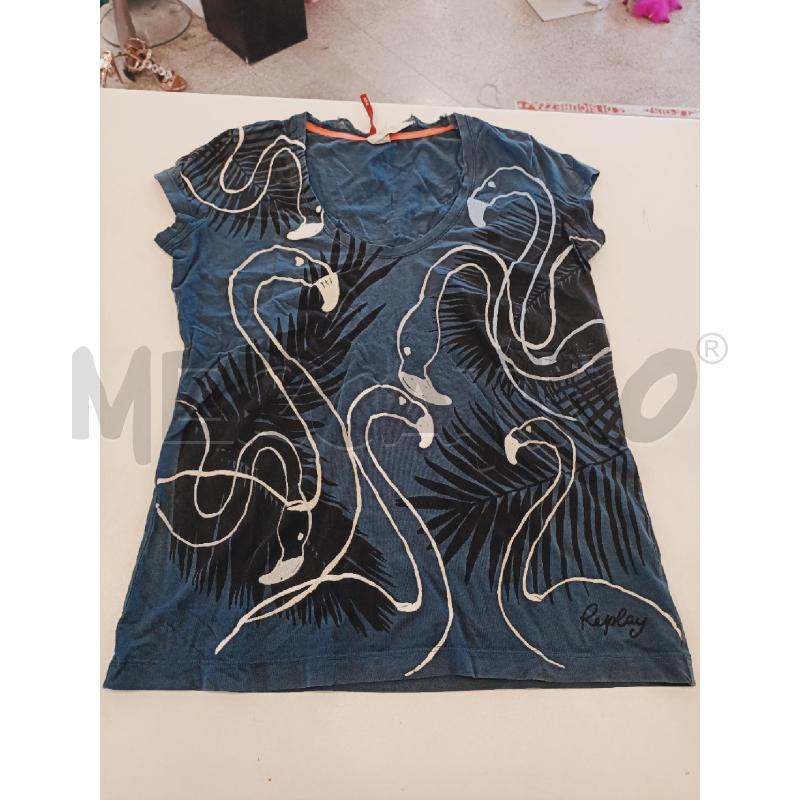 MAGLIA DONNA REPLAY BLU  DISEGNI FENIC | Mercatino dell'Usato Roma rebibbia 1