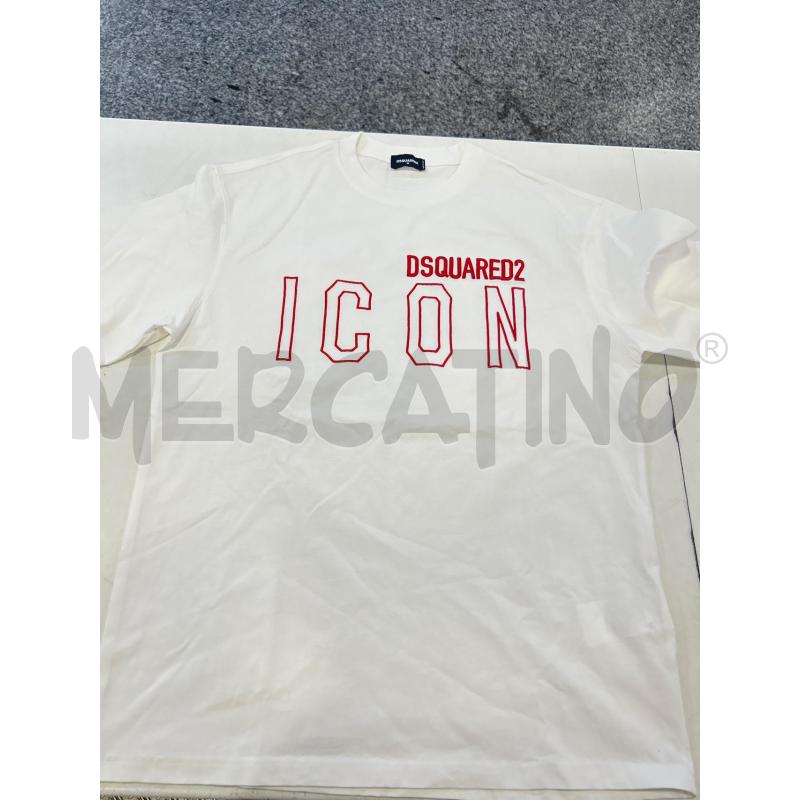 MAGLIA UOMO DSQUARED2 BIANCA SCRITTA ROSSA | Mercatino dell'Usato Roma rebibbia 1