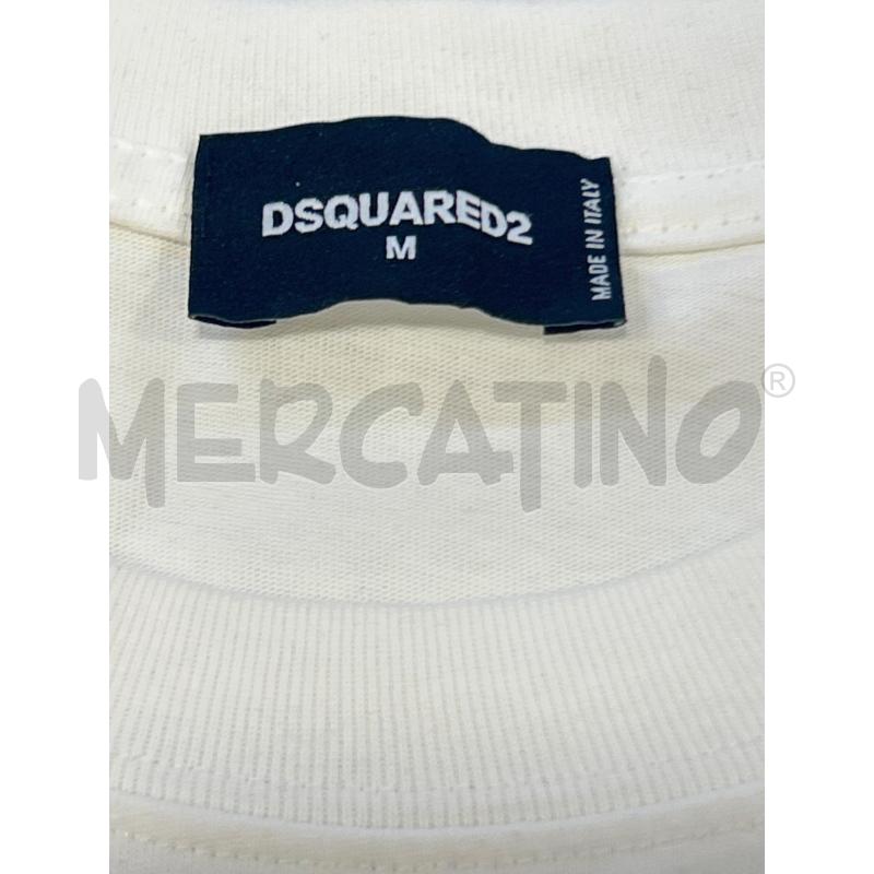 MAGLIA UOMO DSQUARED2 BIANCA SCRITTA ROSSA | Mercatino dell'Usato Roma rebibbia 2