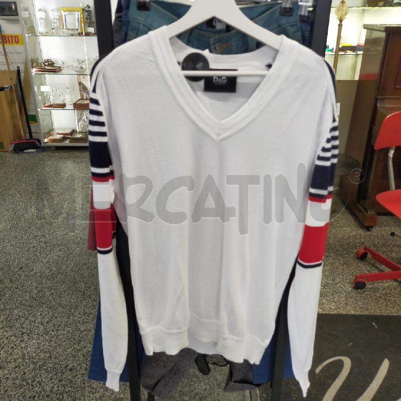 MAGLIA UOMO D&G BIANCA RIGHE BLU ROSSO M | Mercatino dell'Usato Roma rebibbia 1