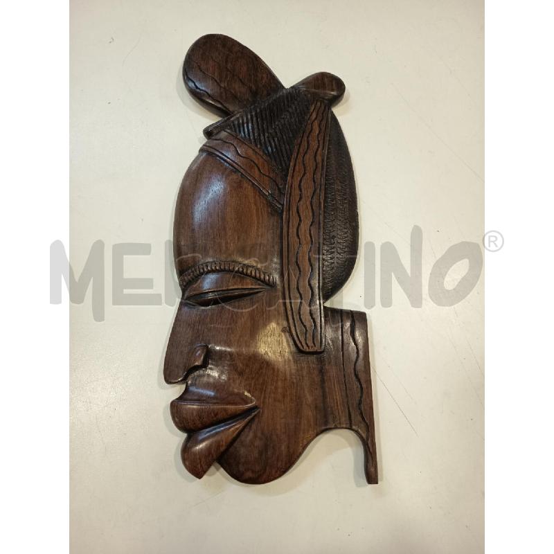 MASCHERA ETNICA PIATTA LEGNO DONNA  | Mercatino dell'Usato Roma rebibbia 1