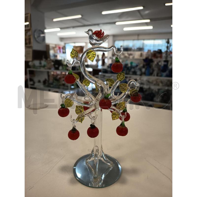 MINIATURA ALBERO VETRO CILIEGIE E UCCELLINO | Mercatino dell'Usato Roma rebibbia 1
