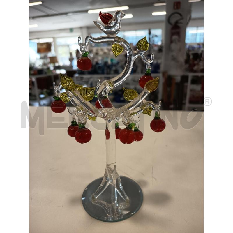 MINIATURA ALBERO VETRO CILIEGIE E UCCELLINO | Mercatino dell'Usato Roma rebibbia 3