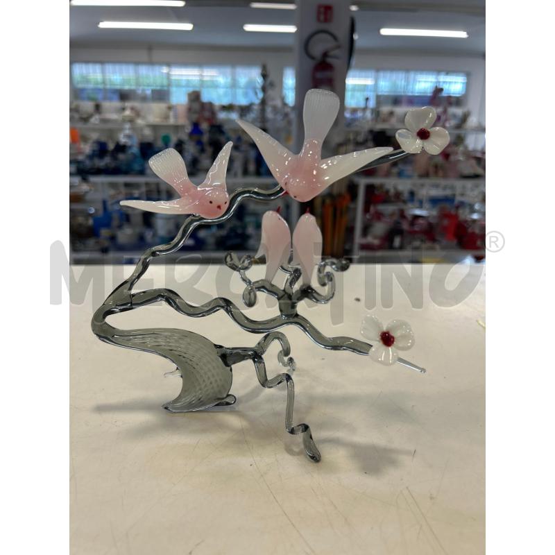 MINIATURA VETRO UCCELLINI RAMO GRIGIO | Mercatino dell'Usato Roma rebibbia 1