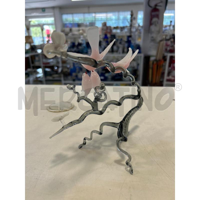 MINIATURA VETRO UCCELLINI RAMO GRIGIO | Mercatino dell'Usato Roma rebibbia 2