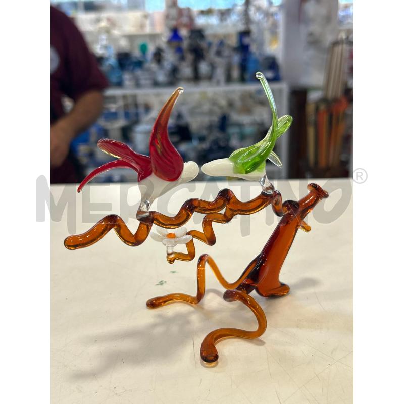 MINIATURA VETRO UCCELLINI RAMO MARRONE | Mercatino dell'Usato Roma rebibbia 2