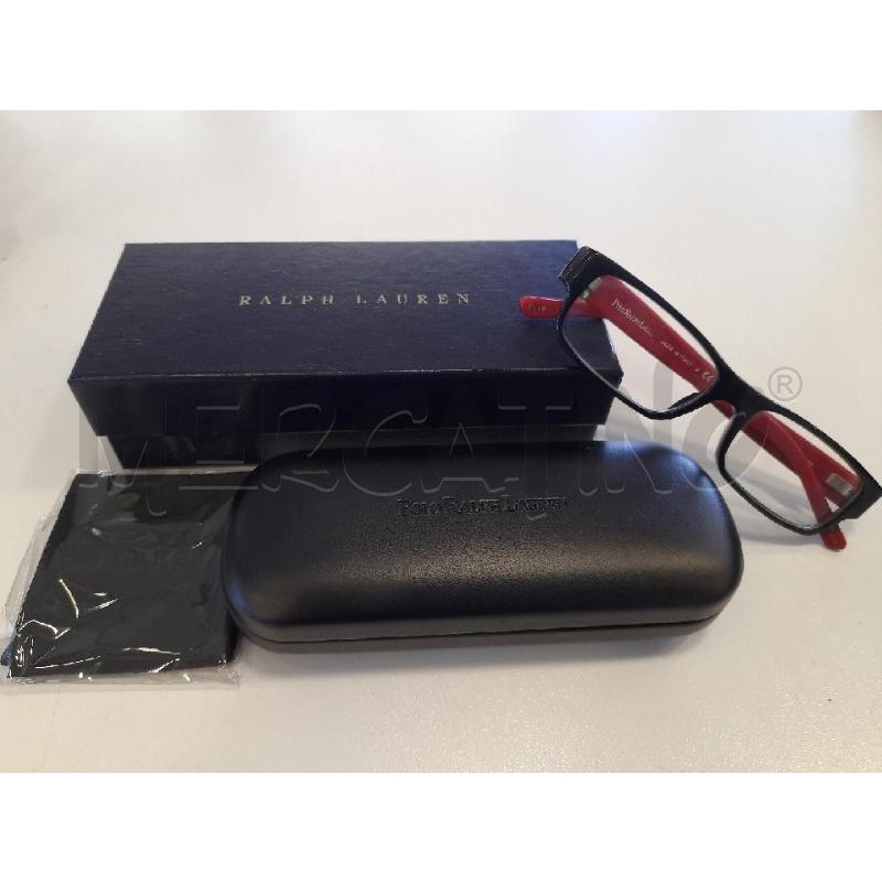 MONTATURA OCCHIALI GRAD RALPH LAUREN NERO STECCHE ROSSE | Mercatino dell'Usato Roma rebibbia 1