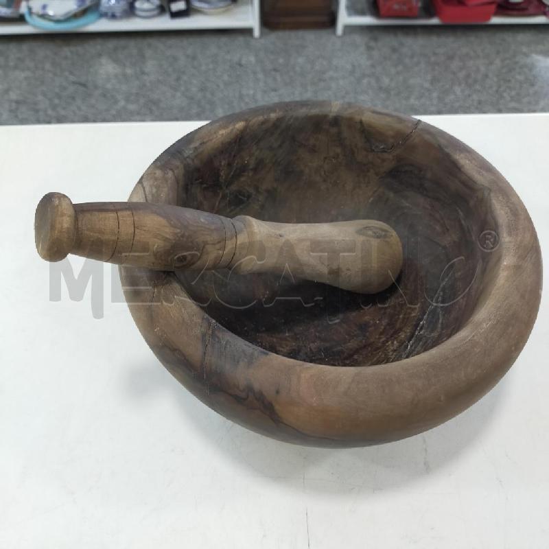 MORTAIO LEGNO ULIVO CON PESTELLO | Mercatino dell'Usato Roma rebibbia 1