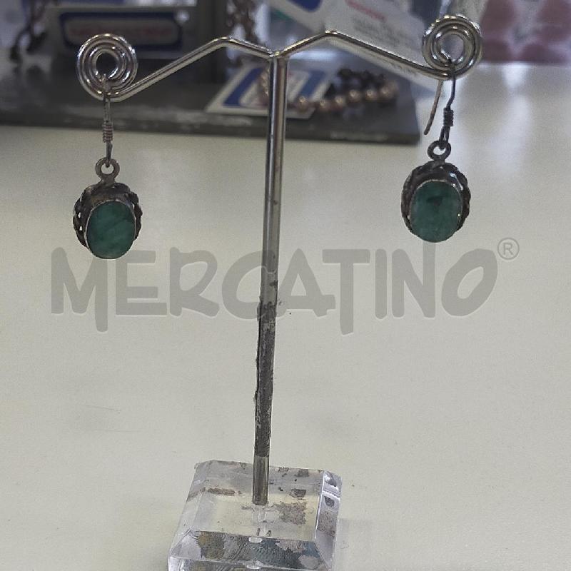 ORECCHINI ARG CENTRALE PIETRA VERDE  | Mercatino dell'Usato Roma rebibbia 1