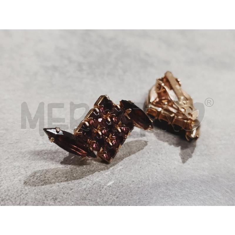 ORECCHINI CLIP ROMBO STRASS VIOLA VINT | Mercatino dell'Usato Roma rebibbia 4